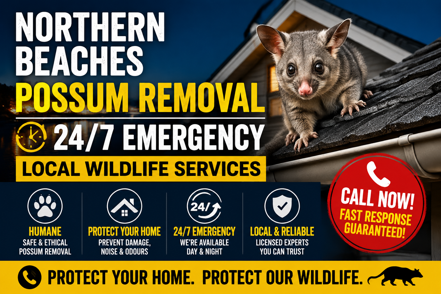 Northern Beaches Possum Removal – 24/7 Emergency Local Wildlife Services
